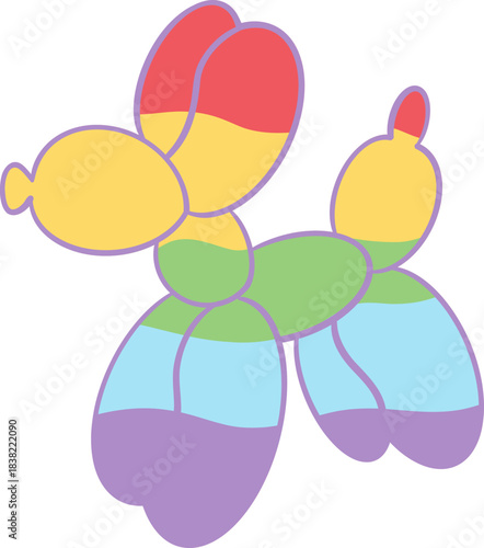 cute rainbow colorful pride lgbt air balloon puppy dog decoration vector cartoon illustration