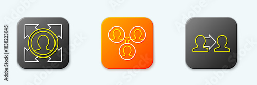 Set line Head hunting, Project team base and icon. Vector