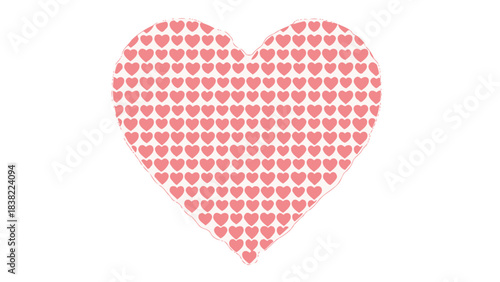 Red ribbon heart isolated on white, a romantic love symbol for Valentine's Day design and wedding card decoration