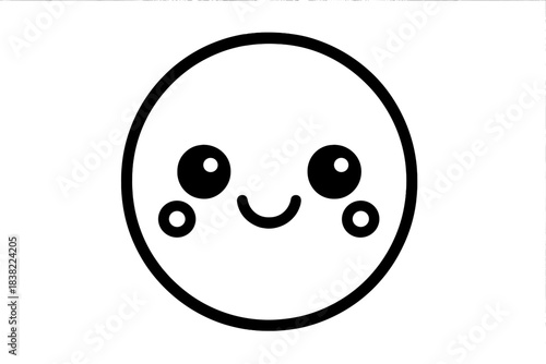 Charming simple outline of a happy smiling face with large eyes