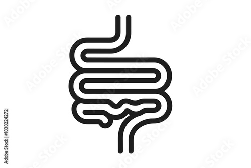 Outline icon of human intestines organ anatomy for medical concepts