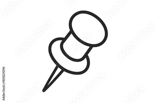 Minimalist black outline push pin icon for marking notes and reminders