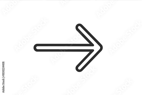 Simple black outline arrow icon pointing right for direction movement or next step navigation symbol