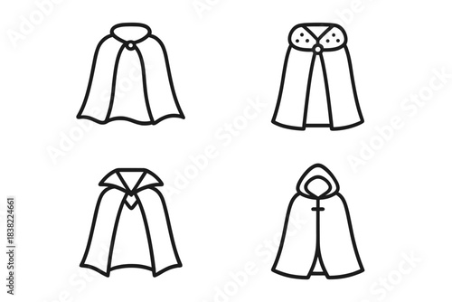 Various flowing capes and cloaks for historical and fantasy clothing designs