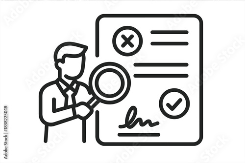 Business person reviewing contract details and legal agreement terms for compliance