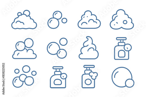 Soap foam and bath bubble symbols representing hygiene and cleaning products collection