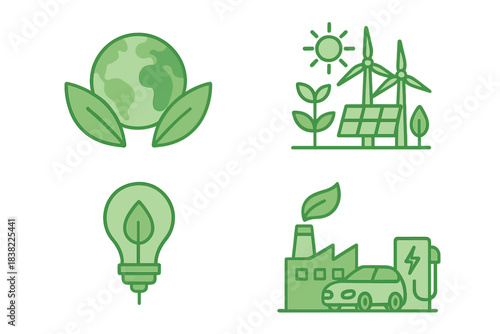 Green energy and ecology symbols for sustainability and environmental protection