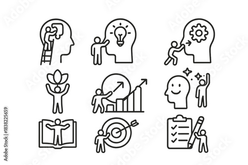 Business strategy, creative thinking, success, and personal growth concepts