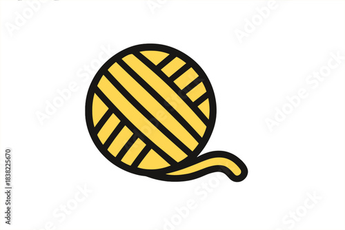 Yellow ball of yarn with thick black outline for knitting and craft projects