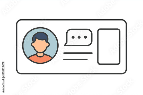 Minimalist user profile card representing identity contact information and interface element