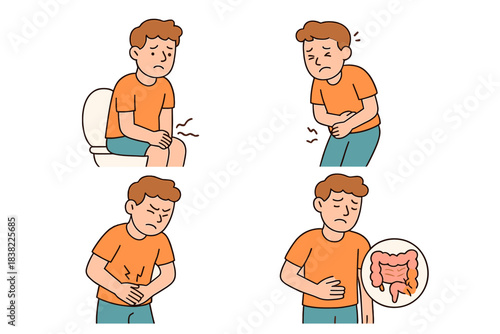 Man suffering severe abdominal pain and diarrhea due to digestive health problems