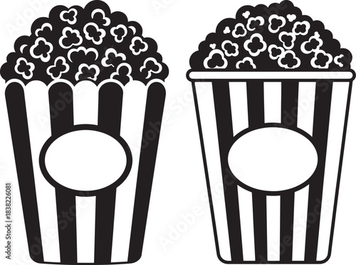 Two popcorn buckets silhouette