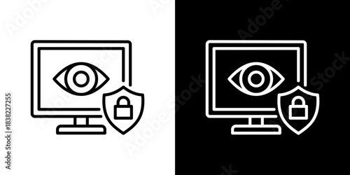 Security Monitoring Icons. Fresh Line Design Built For Creative Flexibility In Light And Dark Versions. 