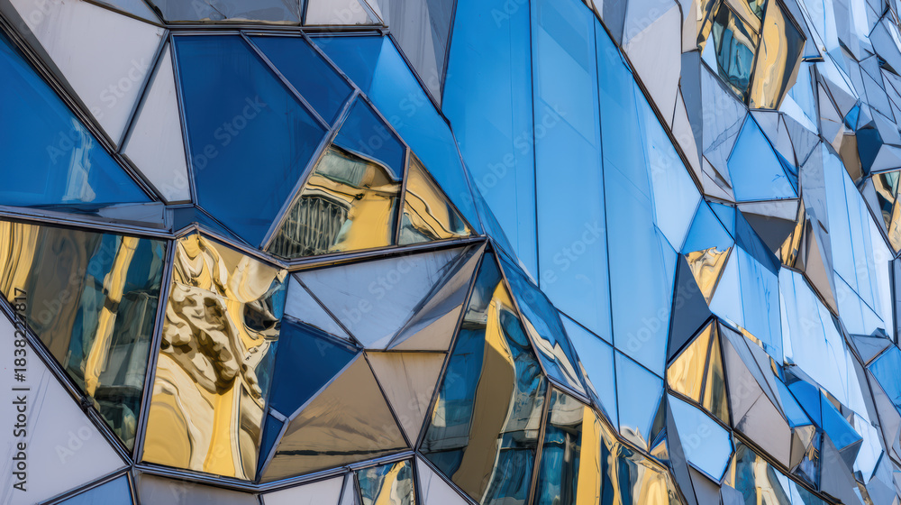 Fototapeta premium fragmented reflections in a faceted glass