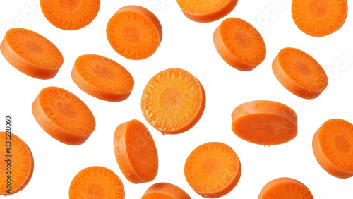 Fotografía Fresh carrot slices PNG isolated on transparent backdrop, vibrant orange vegetab