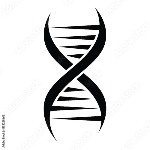 Simple black and white depiction of a double helix dna structure
