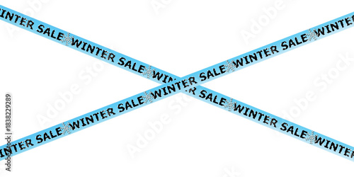 Winter Sale Ribbon Tape Banner on White Background