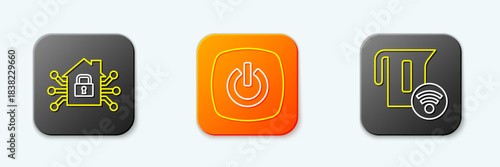 Set line Smart home, and electric kettle icon. Vector