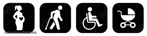 lift priority sign icon set