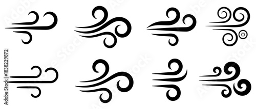 strong wind airflow weather icon