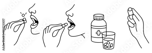 pill taking and vitamin intake icons