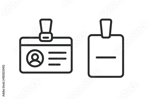 Outline icons for identification badge and access control holder