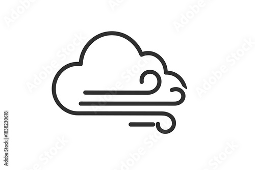 Outline icon of a cloud with strong wind blowing