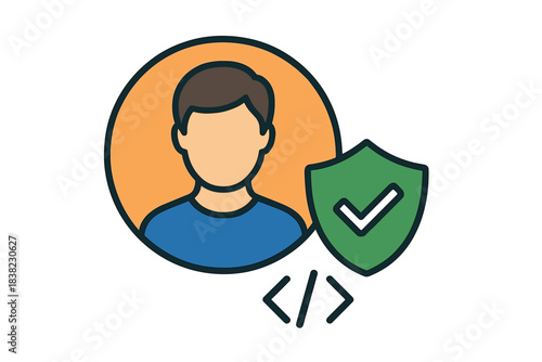 Secure user account access and code protection concept icon