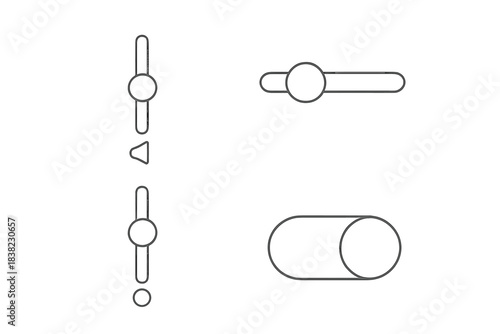 Outline user interface control elements featuring sliders and toggle switches