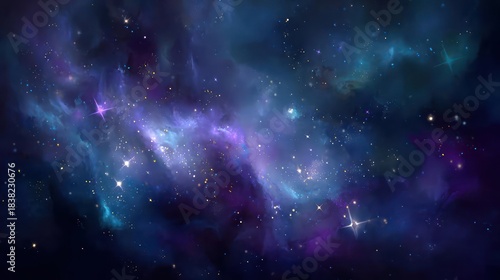 Wallpaper Mural Vibrant Purple and Blue Nebula Galaxy Background with Stars Torontodigital.ca