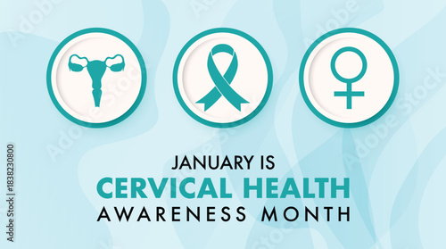 Cervical cancer awareness month is observed every year in January. Vector template for banner, greeting card, poster with background. 