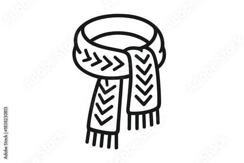 Minimalist black and white knitted scarf icon featuring a chevron pattern