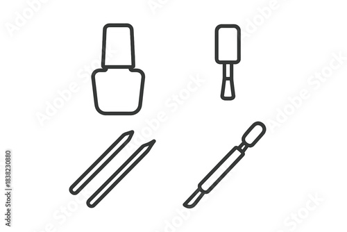 Outline icons set for manicure and pedicure nail care implements