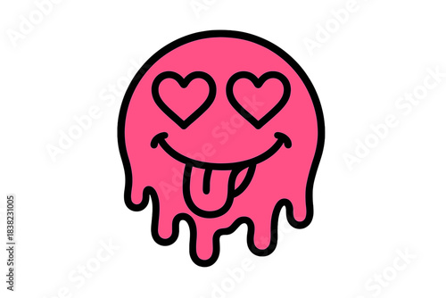 Vibrant melting smiley face with heart eyes and tongue sticking out