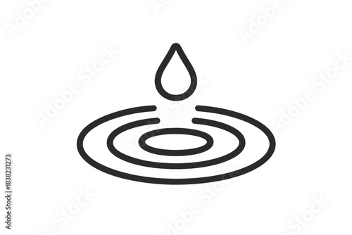 Water drop creates concentric circular ripples simple outline icon