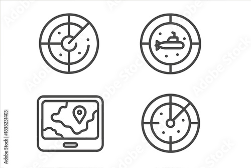Set of radar and map display icons for navigation and detection systems