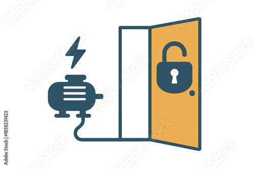 Electric generator powering an open door security access concept