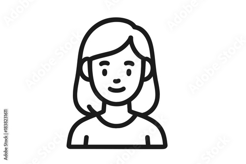 Outline portrait of smiling woman with shoulder length hair