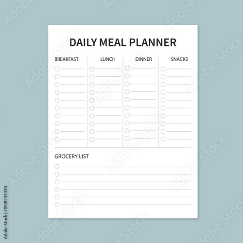 Daily meal planner, Minimalist Daily Meal Planner Template, Printable Daily Meal Planning Sheet, Daily Menu & Meal Prep Planner, Healthy Eating Daily Meal Planner, Daily Meal Tracker with Grocery List