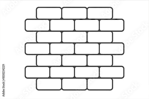 Simple rounded rectangular brick pattern outline design element