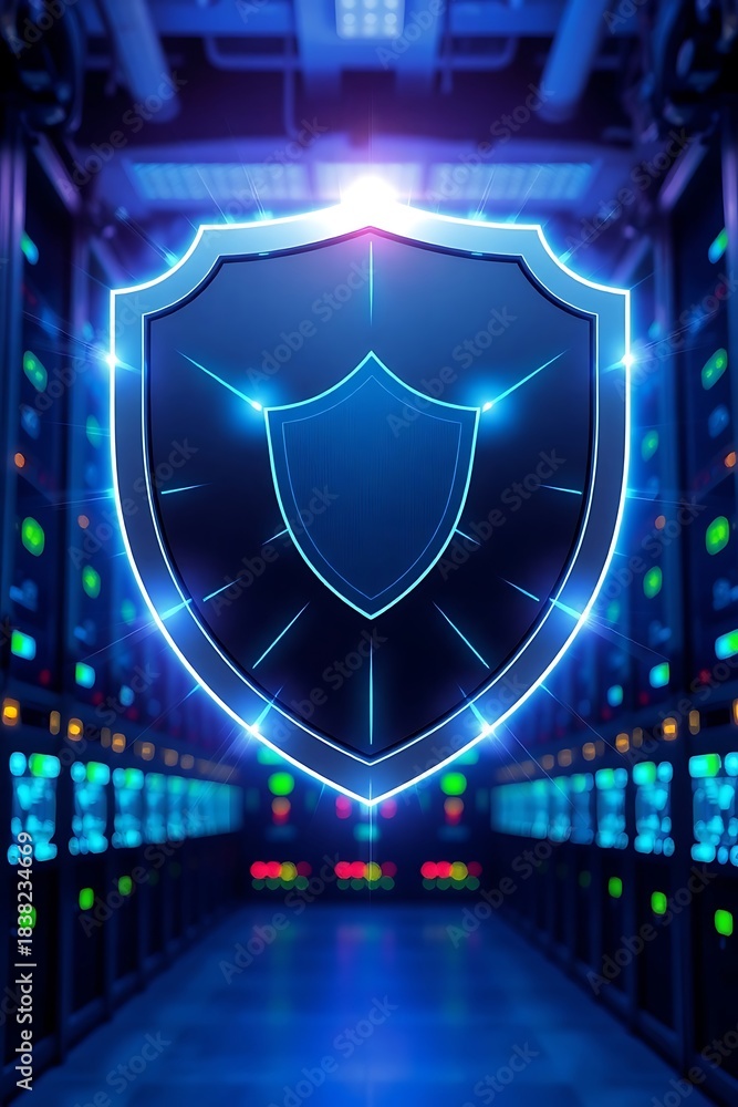 Fototapeta premium Generative AI Visualization of Cybersecurity Shield Security Network Environment