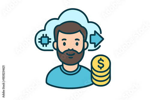 Digital currency financial management and cloud computing concept