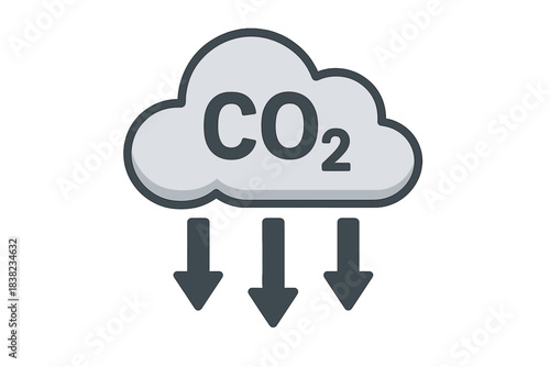 Concept of reducing carbon dioxide emissions with cloud symbol