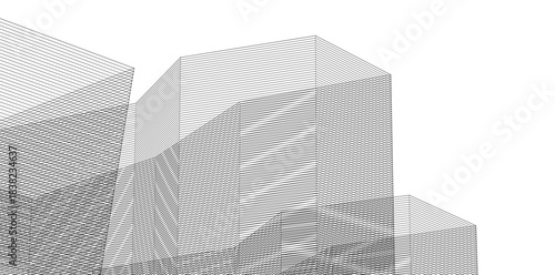 Fototapeta Naklejka Na Ścianę i Meble -  ​​abstract architecture 3d illustration background	
