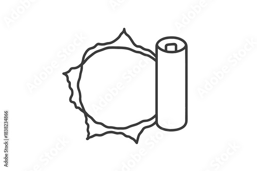 Outline icon of rolled paper towel or toilet tissue unrolling