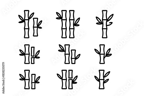 Stylized bamboo stalk icons in simple black outline