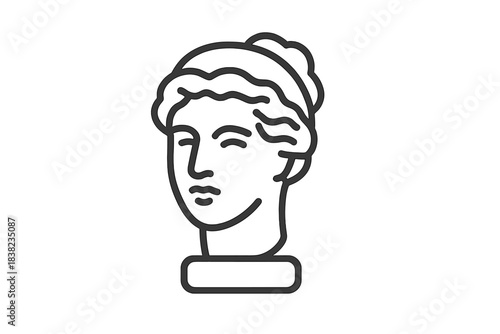 Outline icon of classical female sculpture bust on pedestal