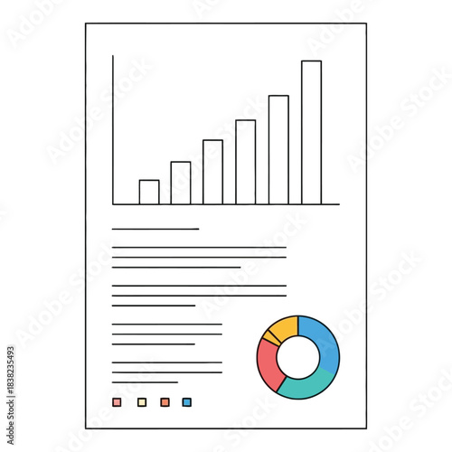 Simple data visualization on a white page charts and diagrams