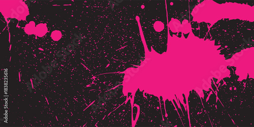 High-contrast vector background. Vibrant pink and black are separated by a rough, distressed grunge border, creating a modern and edgy effect for banners and flyers.modern Vector