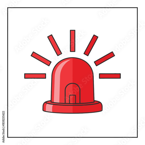A simple red alarm siren icon with radiating lines displayed clearly